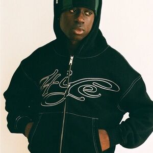 4YE SIGNATURE ZIP HOODIE - BLACK/WHITE